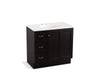 KOHLER K-99520-TKL-1WU Damask 36" bathroom vanity cabinet with toe kick, 1 door and 3 drawers on left