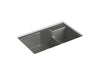 KOHLER K-6411-1 Indio 33" x 21-1/8" x 9-3/4" Smart Divide undermount large/small double-bowl workstation kitchen sink...