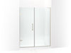 KOHLER 27616-10L-BNK Composed 57-1/4"–58" W X 71-1/2" H Frameless Pivot Shower Door With 3/8" Crystal Clear Glass And Back-To-Back Vertical Door Pulls in Anodized Brushed Nickel