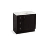 KOHLER K-99533-TKL-1WU Poplin 36" bathroom vanity cabinet with toe kick, 1 door and 3 drawers on left