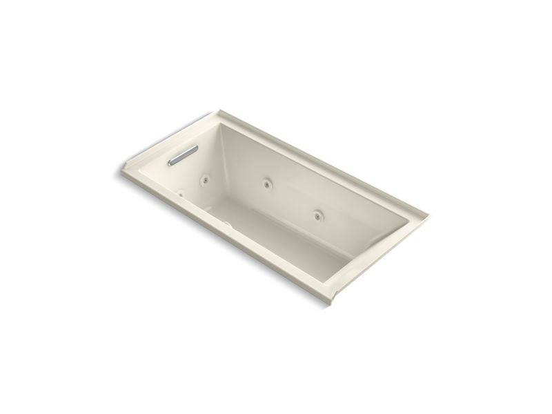 KOHLER K-1167-LH2-47 Underscore Rectangle 60" x 30" alcove whirlpool with integral flange and left-hand drain