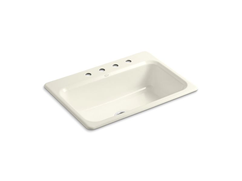 KOHLER K-5832-4 Bakersfield 31" x 22" x 8-5/8" top-mount single-bowl kitchen sink with 4 faucet holes