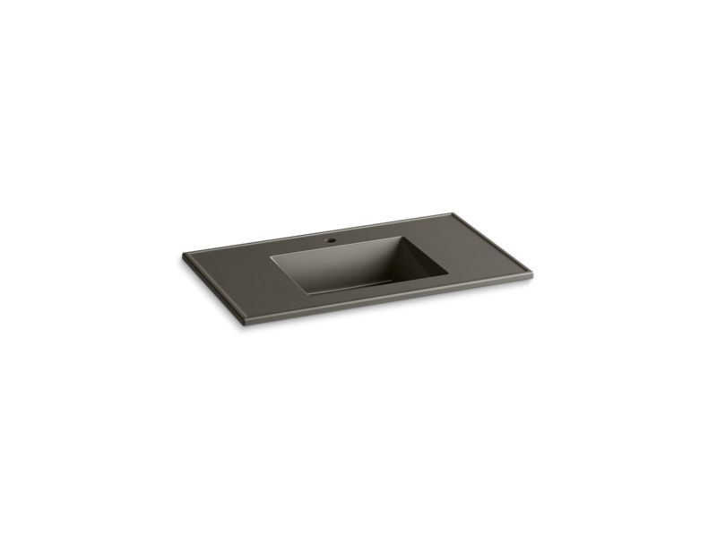 KOHLER K-2781-1 Ceramic/Impressions 37" rectangular vanity-top bathroom sink with single faucet hole
