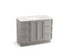 KOHLER K-99563-TK-1WT Damask 42" bathroom vanity cabinet with toe kick, 1 door and 6 drawers