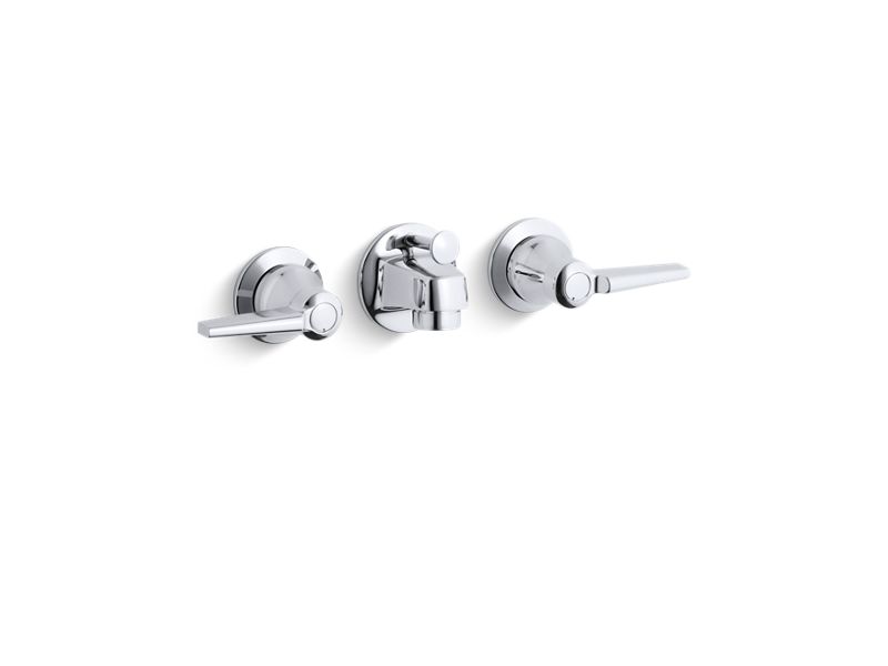 KOHLER 8040-4N-CP Triton 0.5 Gpm Shelf-Back Commercial Bathroom Sink Faucet With Pop-Up Drain And Lever Handles in Polished Chrome
