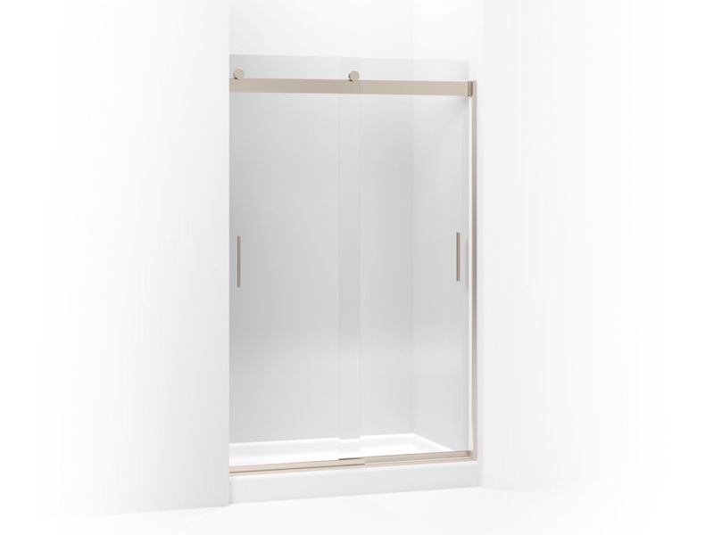 KOHLER K-706010-L Levity Sliding shower door, 74" H x 44-5/8 - 47-5/8" W, with 3/8" thick Crystal Clear glass and blade...