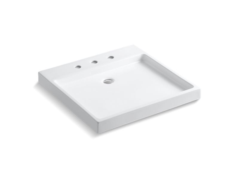 KOHLER K-2314-8 Purist Wading Pool Fireclay vessel bathroom sink with 8" widespread faucet holes