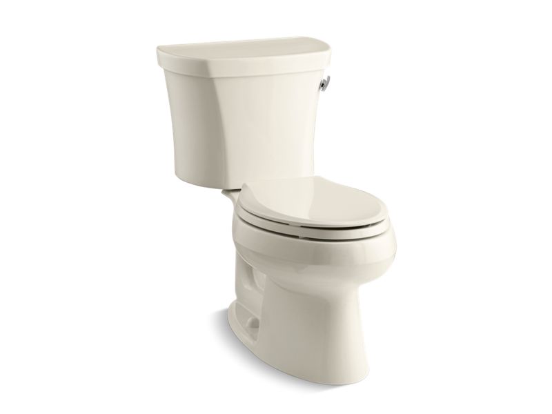 KOHLER 3948-TR-47 Wellworth Two-Piece Elongated 1.28 Gpf Toilet With Right-Hand Trip Lever, Tank Cover Locks And 14" Rough-In in Almond
