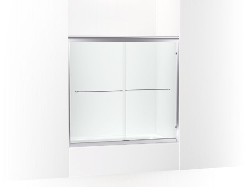 KOHLER K-702204-6G54 Fluence 54-5/8 - 59-5/8" W x 55-1/2" H sliding bath door with 1/4" thick Falling Lines glass