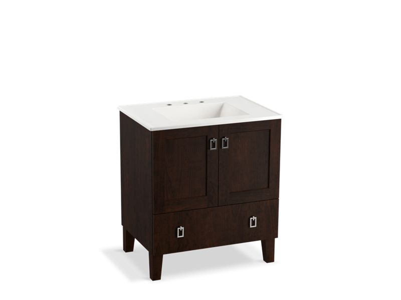 KOHLER K-99529-LG-1WB Poplin 30" bathroom vanity cabinet with legs, 2 doors and 1 drawer