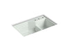 KOHLER K-6411-3 Indio 33" x 21-1/8" x 9-3/4" Smart Divide undermount double-bowl large/small workstation kitchen sink...
