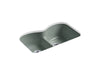 KOHLER K-6626-6U Langlade 33" x 22" x 9-5/8" Smart Divide undermount double-equal kitchen sink with 6 oversize faucet holes