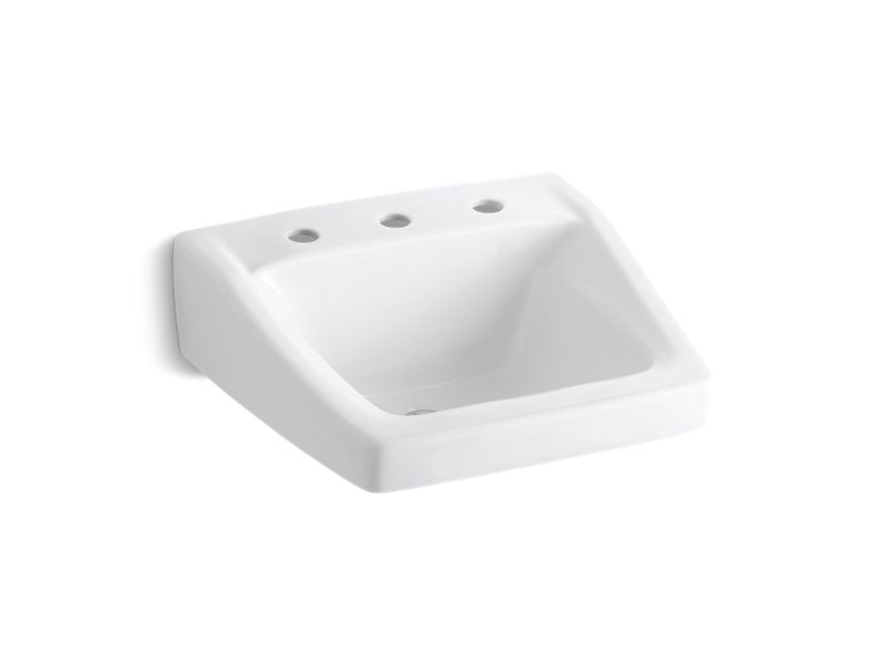 KOHLER K-1723 Chesapeake 20" x 18-1/4" wall-mount/concealed arm carrier bathroom sink with 8" widespread faucet holes