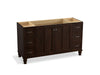KOHLER K-99523-LGSD-1WB Damask 60" bathroom vanity cabinet with furniture legs, 2 doors and 6 drawers, split top drawers