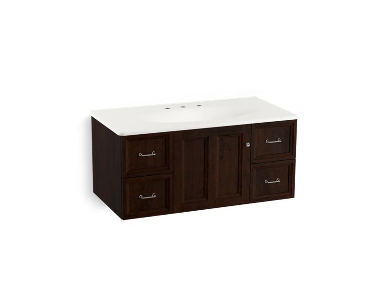 KOHLER K-99563-1WB Damask 42" wall-hung bathroom vanity cabinet with 1 door and 4 drawers