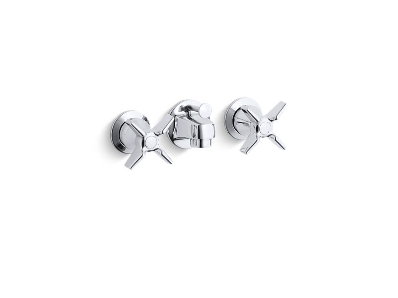 KOHLER 8040-3A-CP Triton Shelf-Back Commercial Bathroom Sink Faucet With Pop-Up Drain And Cross Handles in Polished Chrome