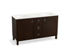 KOHLER K-99511-LGSD-1WB Jacquard 60" bathroom vanity cabinet with furniture legs, 2 doors and 3 drawers, split top drawer