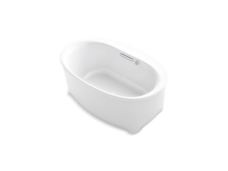 KOHLER 5702-GH-0 Underscore Oval 60" X 36" Heated Bubblemassage Air Bath With Center Drain, Freestanding in White