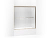 KOHLER 702205-L-ABV Fluence Sliding Bath Door, 58-5/16" H X 56-5/8 - 59-5/8" W, With 3/8" Thick Crystal Clear Glass in Anodized Brushed Bronze