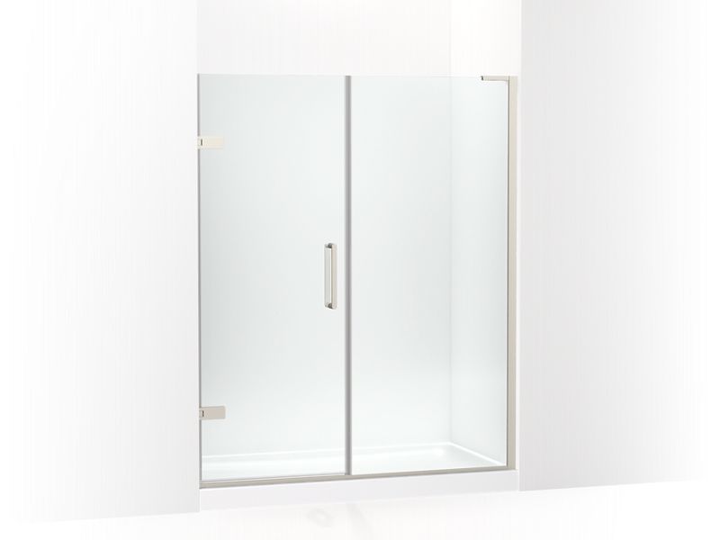 KOHLER 27618-10L-BNK Composed 58"–58-3/4" W X 71-1/2" H Frameless Pivot Shower Door With 3/8" Crystal Clear Glass And Back-To-Back Vertical Door Pulls in Anodized Brushed Nickel