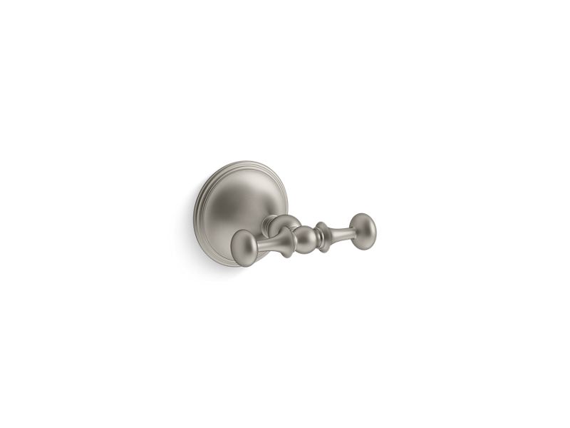 KOHLER 26525-BN Decorative Double Robe Hook in Vibrant Brushed Nickel