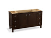 KOHLER K-99510-LG-1WB Jacquard 60" bathroom vanity cabinet with furniture legs, 2 doors and 6 drawers