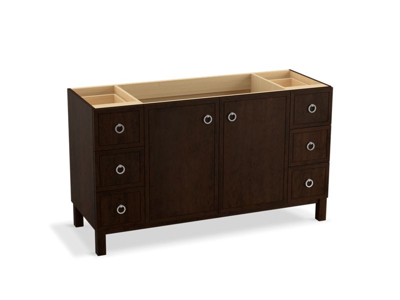 KOHLER K-99510-LG-1WB Jacquard 60" bathroom vanity cabinet with furniture legs, 2 doors and 6 drawers