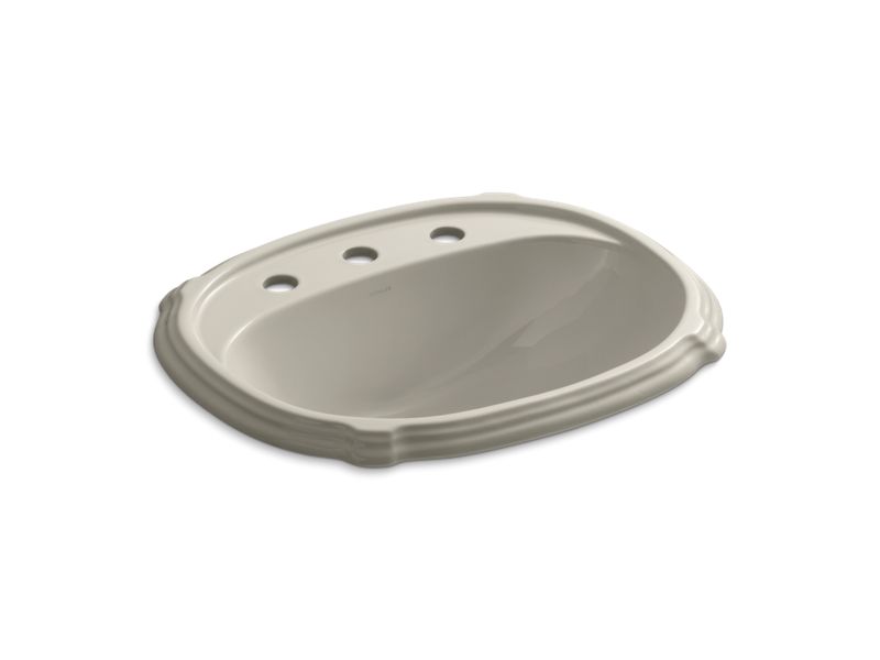 KOHLER K-2189-8-G9 Portrait Drop-in bathroom sink with 8" widespread faucet holes