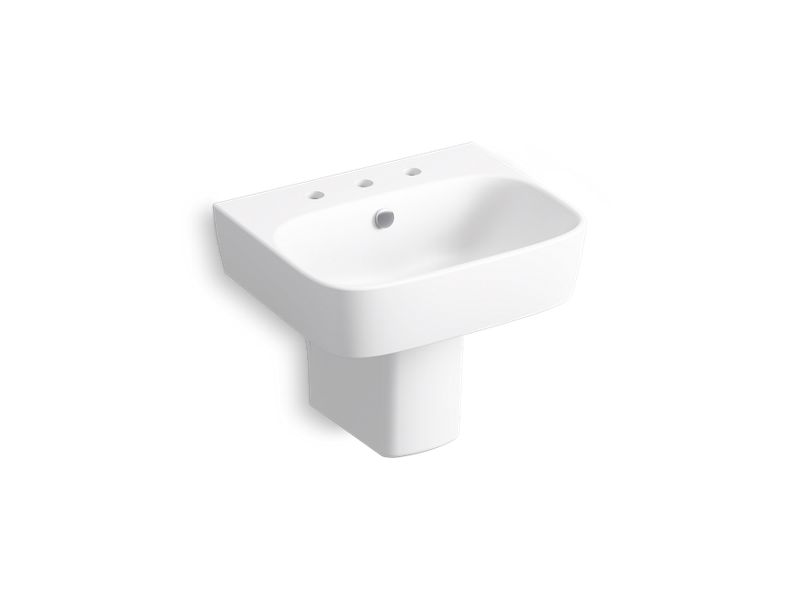 KOHLER 77768-8-0 Modernlife Wall-Mount Pedestal Bathroom Sink in White