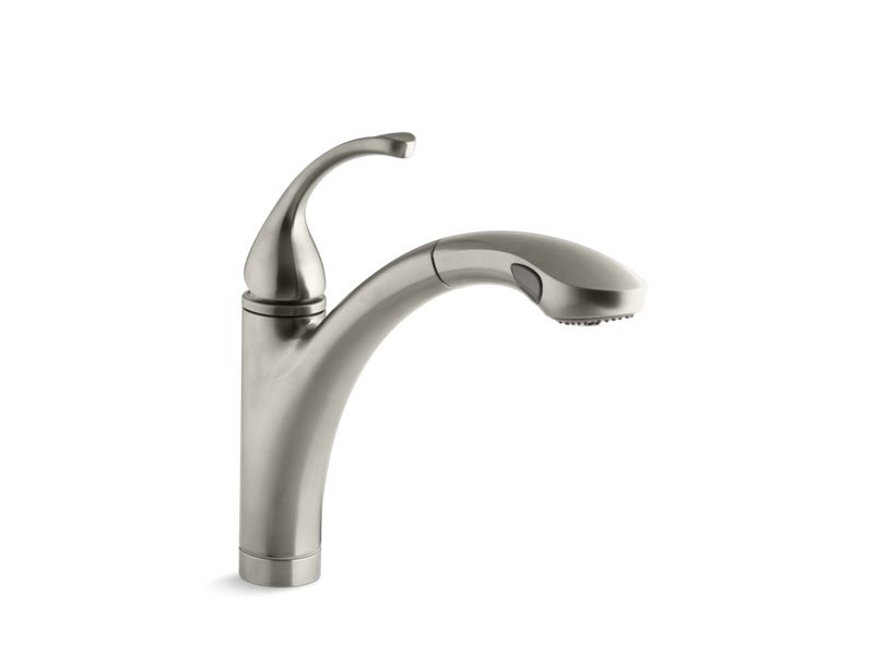 KOHLER 10433-BN Fort?? Single-Hole Or 3-Hole Kitchen Sink Faucet With 10-1/8" Pull-Out Spray Spout in Vibrant Brushed Nickel