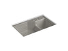 KOHLER K-6411-2 Indio 33" x 21-1/8" x 9-3/4" Smart Divide undermount large/small double-bowl workstation kitchen sink...