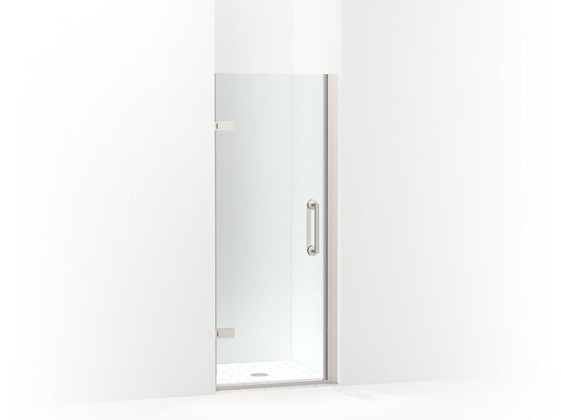 KOHLER 27577-10L-BNK Components 27-5/8"–28-3/8" W X 71-1/2" Frameless Pivot Shower Door With 3/8" Crystal Clear Glass And Back-To-Back Vertical Door Pulls in Anodized Brushed Nickel