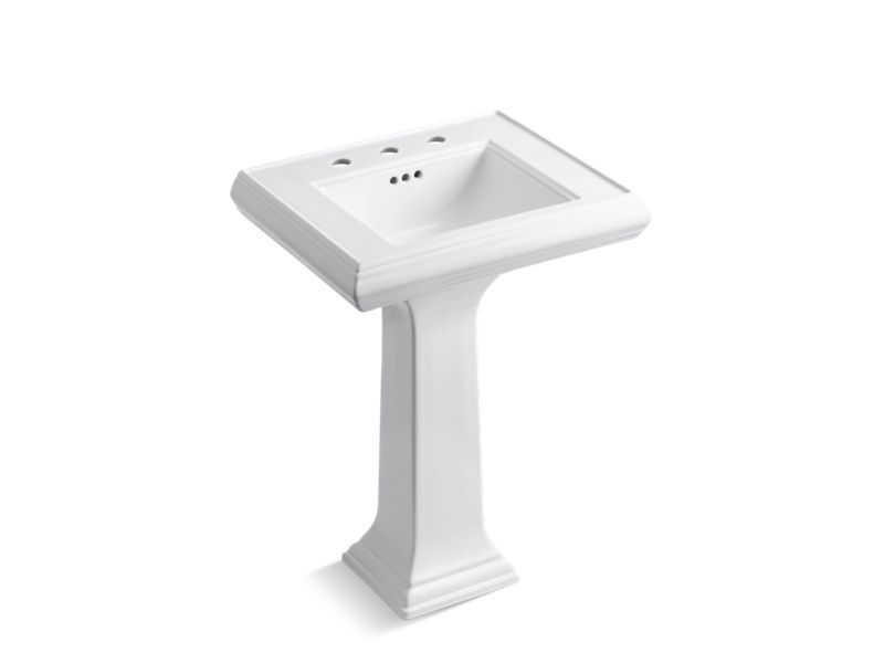 KOHLER 2238-8 Memoirs Classic 24" pedestal bathroom sink with 8" widespread faucet holes