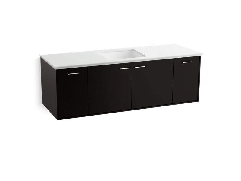 KOHLER K-99546-SD-1WU Jute 60" wall-hung bathroom vanity cabinet with 2 doors and 2 drawers, split top drawer