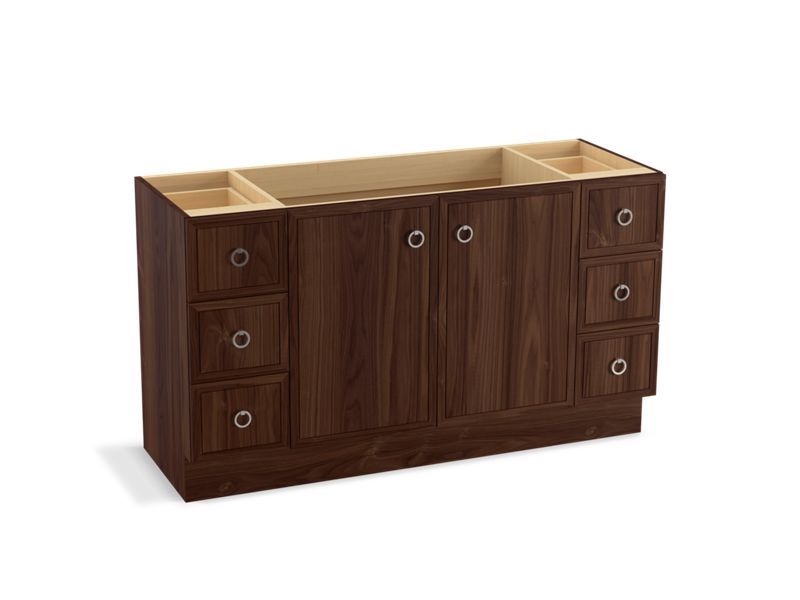 KOHLER K-99510-TK-1WE Jacquard 60" bathroom vanity cabinet with toe kick, 2 doors and 6 drawers