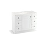 KOHLER K-99562-TK-1WA Poplin 42" bathroom vanity cabinet with toe kick, 1 door and 6 drawers