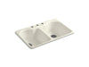 KOHLER K-5818-3 Hartland 33" x 22" x 9-5/8" top-mount double-equal kitchen sink with 3 faucet holes