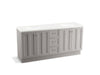KOHLER K-99525-TKSD-1WT Damask 72" bathroom vanity cabinet with toe kick, 4 doors and 3 drawers, split top drawer