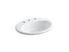 KOHLER K-2907-8-0 Thoreau Drop-in bathroom sink with 8" widespread faucet holes