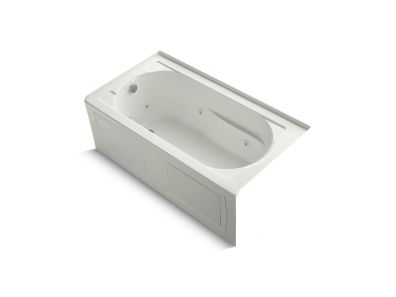 KOHLER K-1357-LAW Devonshire 60" x 32" alcove whirlpool bath with integral apron, integral flange, left-hand drain, and Bask heated surface