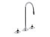 KOHLER 7304-K-CP Triton Widespread Commercial Bathroom Sink Faucet With Flexible Connections And Gooseneck Spout, Requires Handles in Polished Chrome