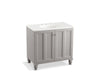 KOHLER K-99518-LG-1WT Damask 36" bathroom vanity cabinet with furniture legs and 2 doors