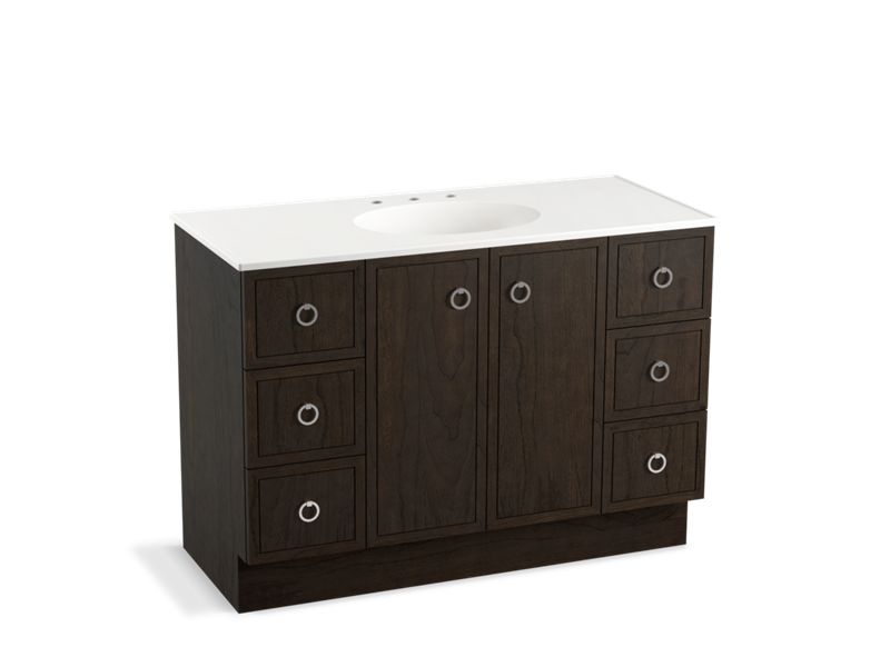 KOHLER K-99509-TK-1WC Jacquard 48" bathroom vanity cabinet with toe kick, 2 doors and 6 drawers