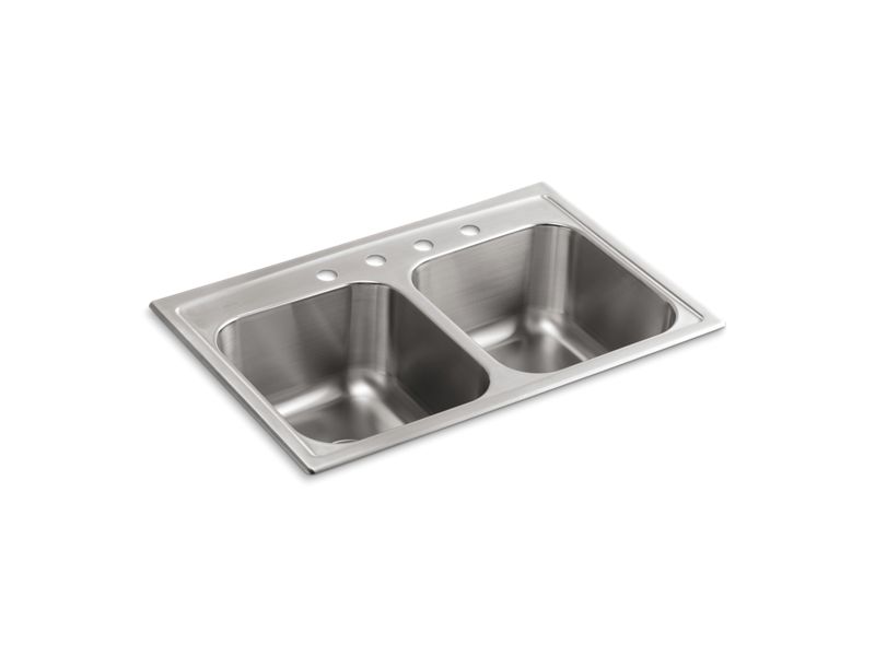 KOHLER 3847-4-NA Toccata 33" X 22" X 9-1/4" Top-Mount Double-Equal Kitchen Sink