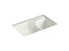 KOHLER K-6411-1 Indio 33" x 21-1/8" x 9-3/4" Smart Divide undermount large/small double-bowl workstation kitchen sink...