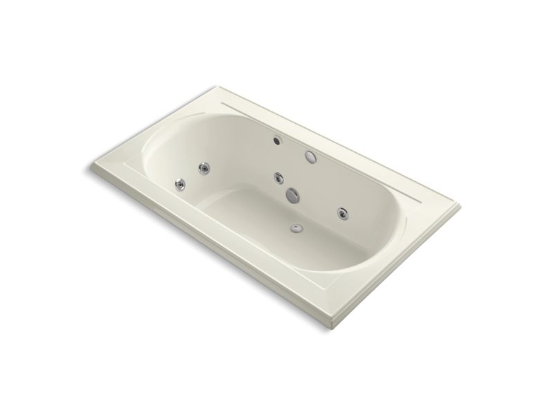 KOHLER K-1418-HH-96 Memoirs 72" x 42" drop-in whirlpool with reversible drain, heater and custom pump location without jet trim