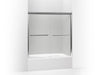 KOHLER 709062-D3-SHP Gradient Sliding Bath Door 58-1/16" H X 59-5/8" W, With 1/4" Thick Frosted Glass in Bright Polished Silver