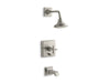 KOHLER K-T13133-3B Pinstripe Rite-Temp pressure-balancing bath and shower faucet trim with cross handle, valve not included