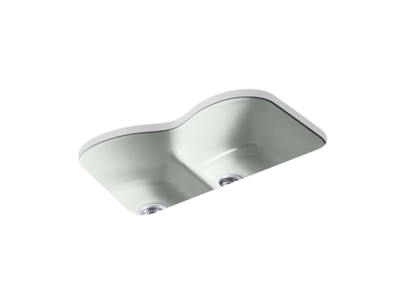 KOHLER K-6626-6U Langlade 33" x 22" x 9-5/8" Smart Divide undermount double-equal kitchen sink with 6 oversize faucet holes