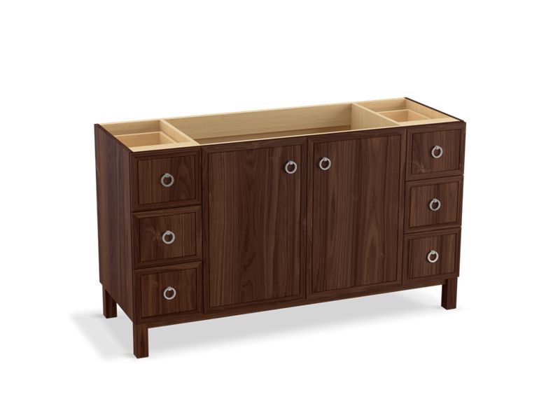 KOHLER K-99510-LG-1WE Jacquard 60" bathroom vanity cabinet with furniture legs, 2 doors and 6 drawers